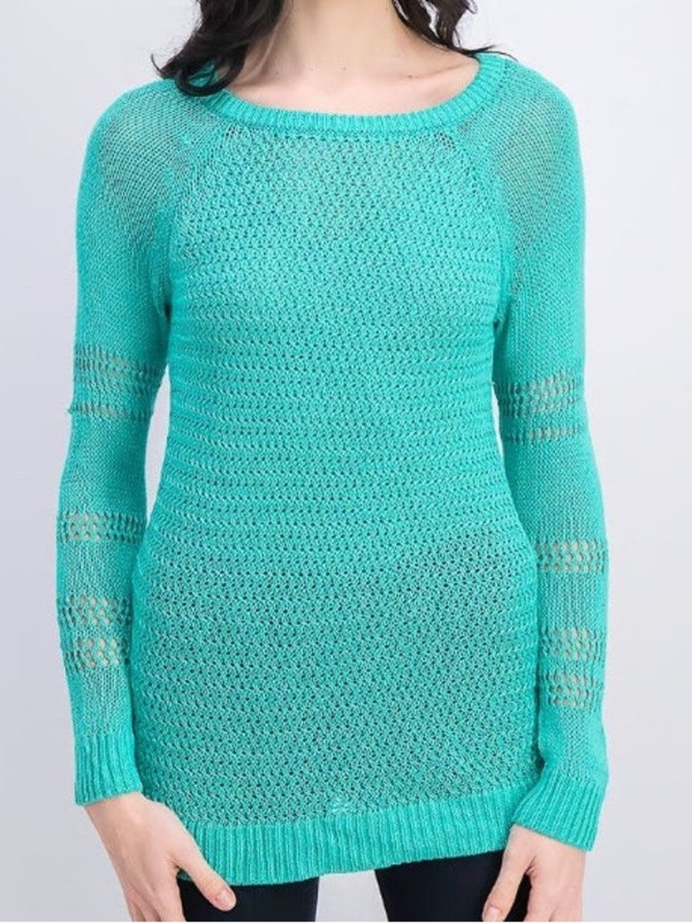 Tommy Bahama Teal Open-Knit Scoopneck Sweater